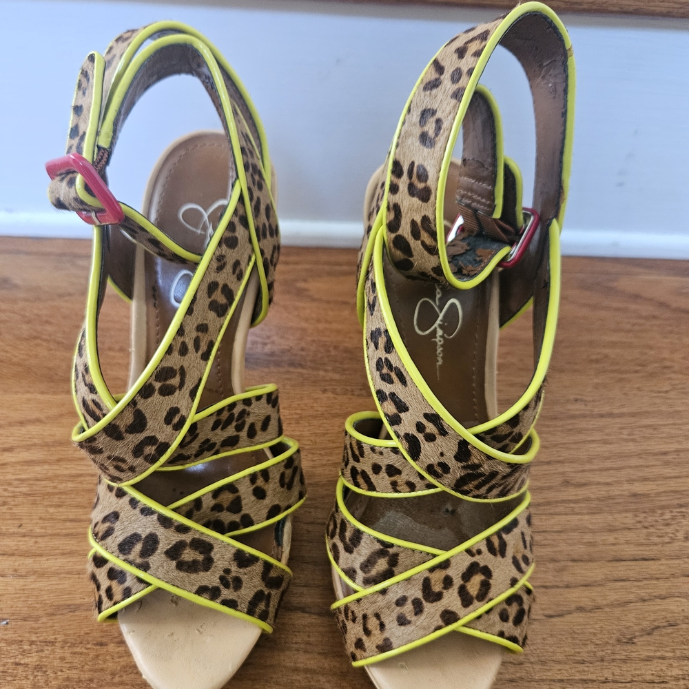 Jessica Simpson Leopard Print Sandals with Neon Accents